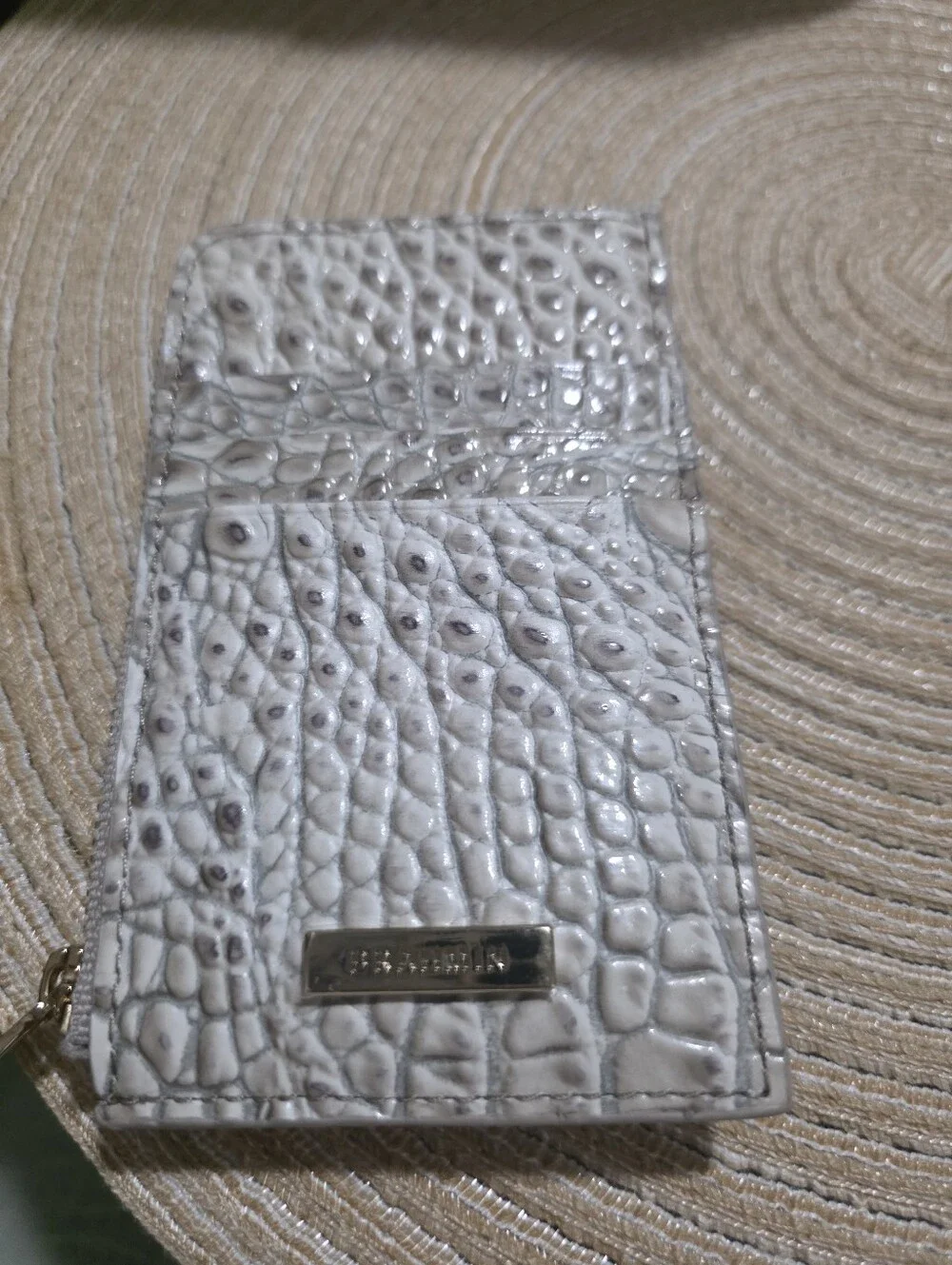 Brahmin Light Gray Croc-Embossed Satchel with Matching Wallet & Coin Pouch